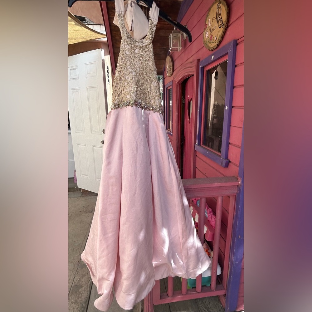 Elegant Pink and Gold Kids Dress